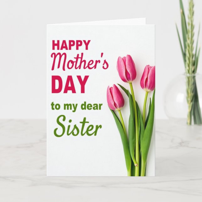 Polka Dot Floral Mothers Sister Card (Front)