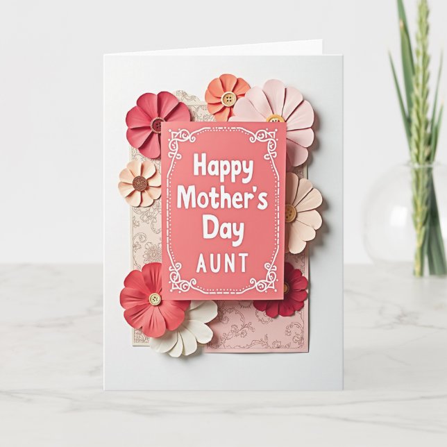 Polka Dot Floral Paper Card (Front)