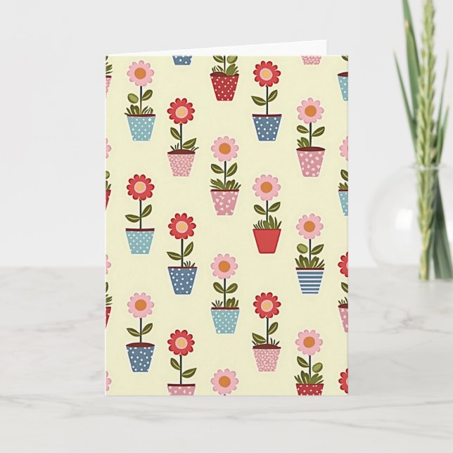 Polka Dot Floral Pattern Card (Front)