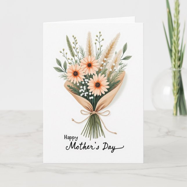 Polka Dot Floral Peach Blooms Card (Front)