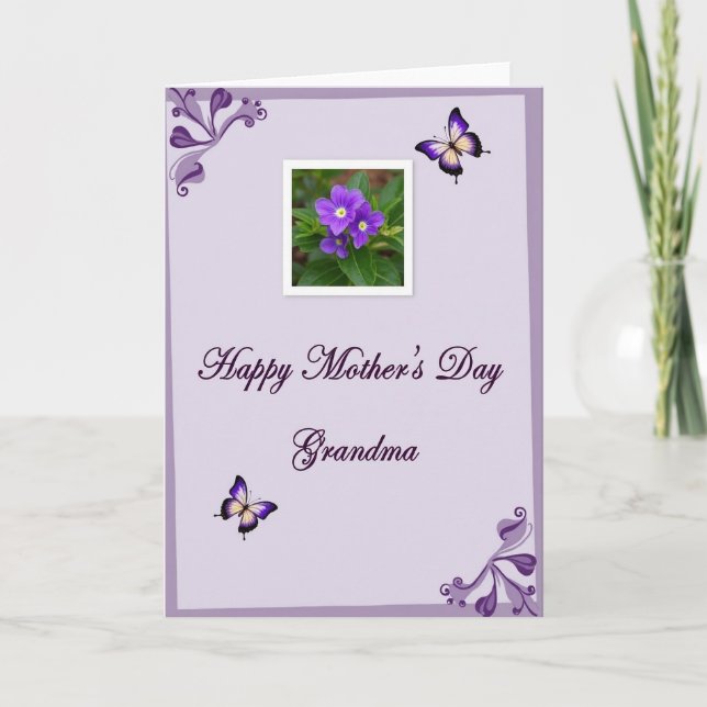 Polka Dot Floral Photo Card (Front)