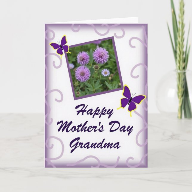 Polka Dot Floral Photo Frame Card (Front)