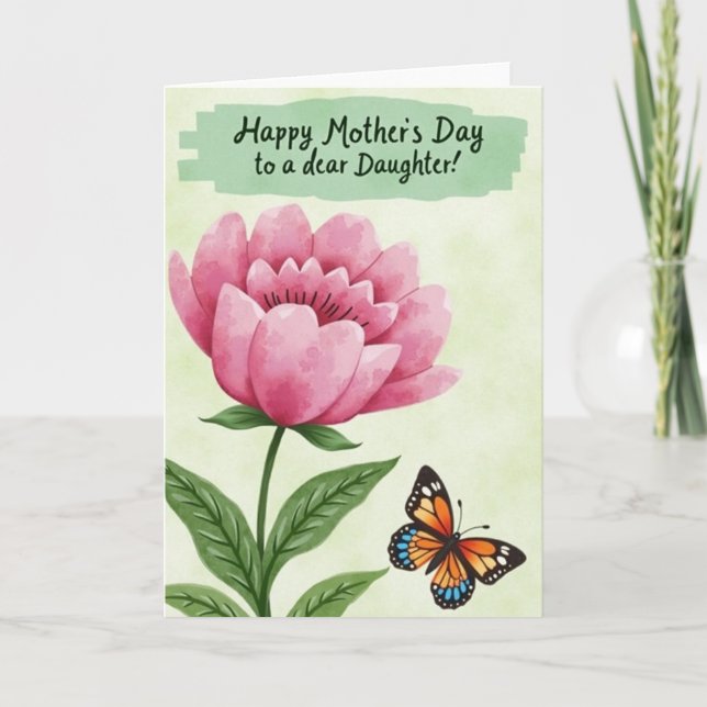 Polka Dot Floral Rose Bloom Card (Front)
