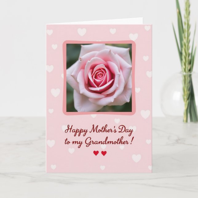 Polka Dot Floral Rose Card (Front)