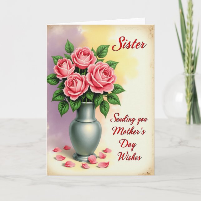 Polka Dot Floral Roses Card (Front)