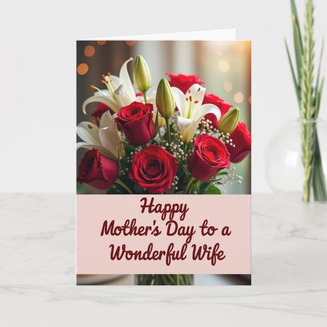 Polka Dot Floral Roses Mothers Day Card (Front)