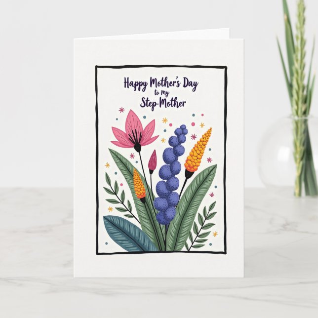 Polka Dot Floral Step Mother Card (Front)