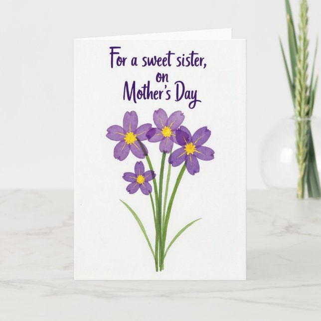 Polka Dot Floral Sweet Sister Card (Front)