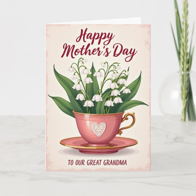 Polka Dot Floral Tea Mothers Day Card (Front)