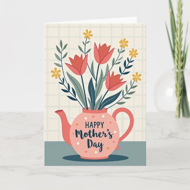 Polka Dot Floral Tea Time Card (Front)
