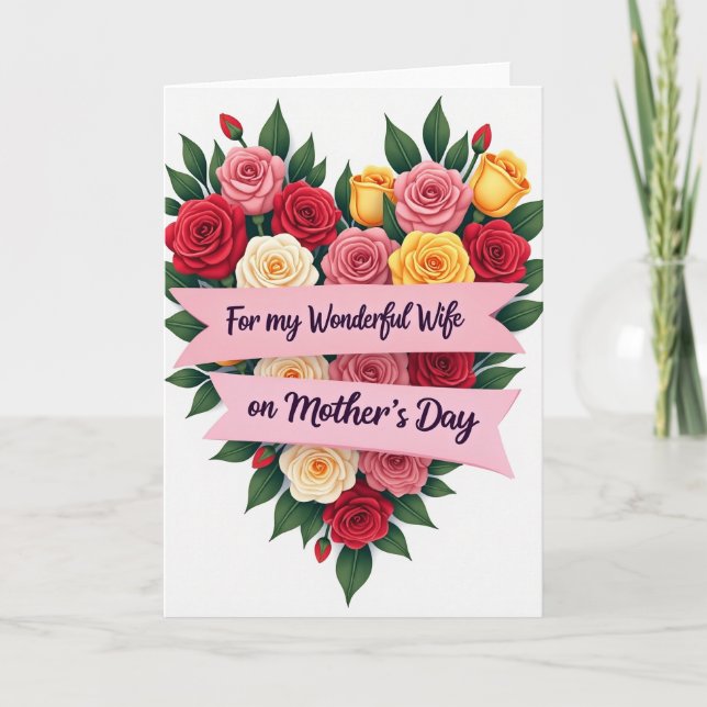 Polka Dot Floral Wife Mothers Day Card (Front)