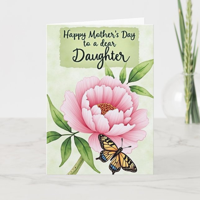 Polka Dot Flower And Butterfly Card (Front)