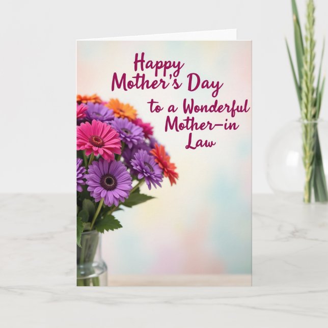 Polka Dot Flower Bouquet Thank You Card (Front)