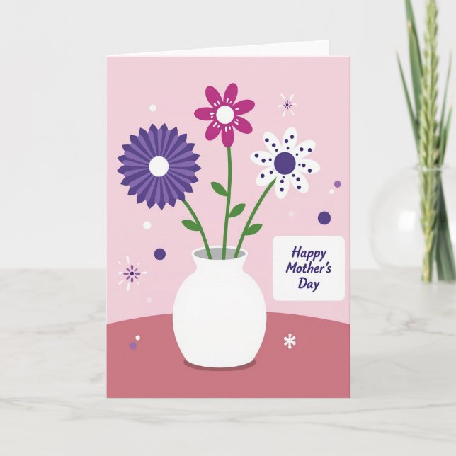 Polka Dot Flower Design Card (Front)