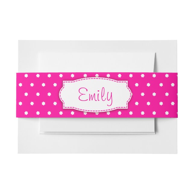 Polka dot flower pink name belly band (Front Example)