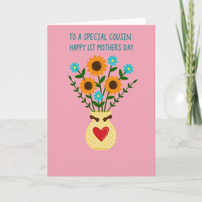 Polka Dot Flower Vase Card (Front)