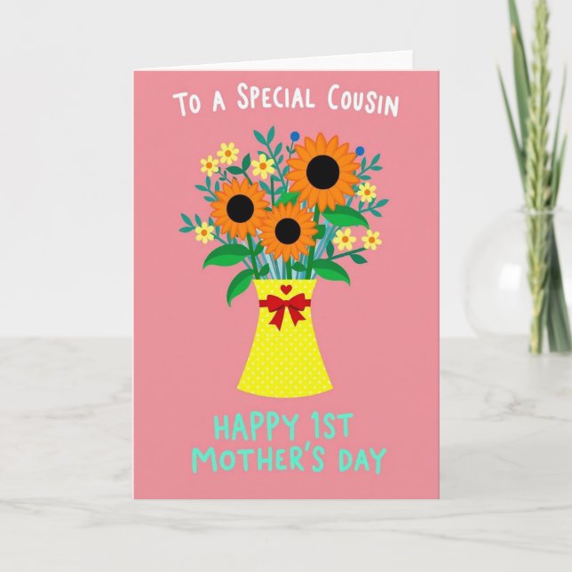 Polka Dot Flowers Greetings Card (Front)
