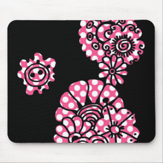 Polka Dot Flowers Mouse Pad