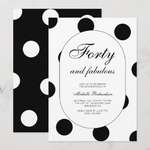 Polka Dot Forty and Fabulous 40th Birthday Party Invitation