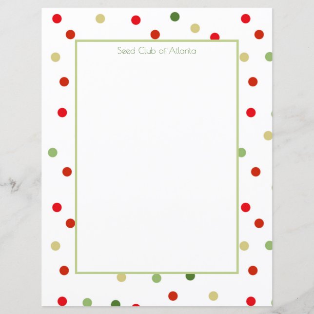 Polka Dot Framed Stationery (Front)