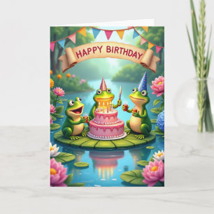 Polka Dot Frog Party Card