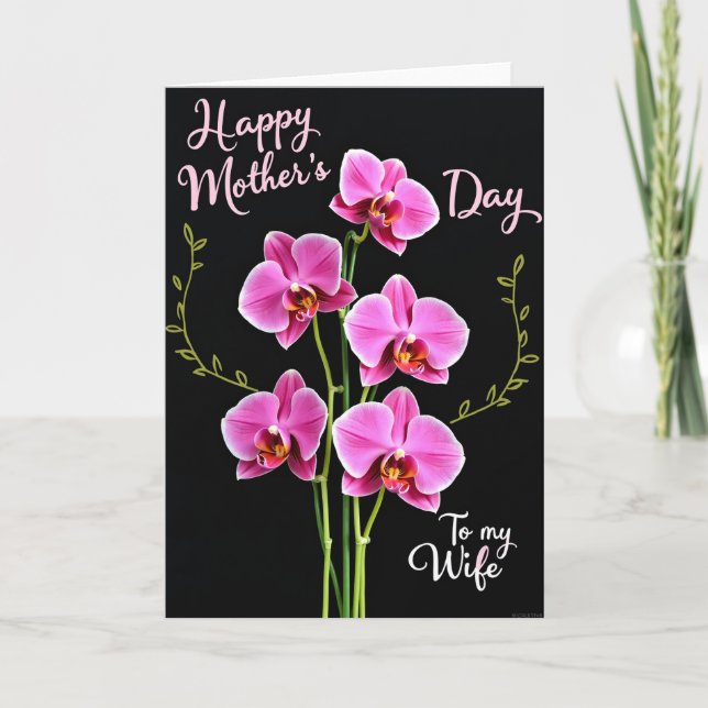 Polka Dot Fuchsia Floral Card (Front)