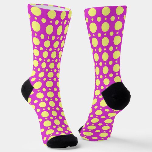 Polka Dot Fun Crazy Socks in Pink and Yellow