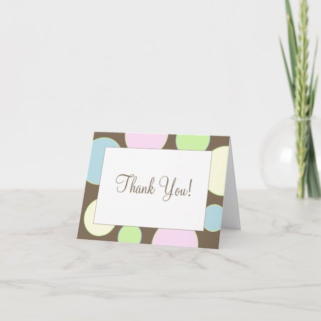 Polka Dot Fun Letterpress Thank You Card (Front)