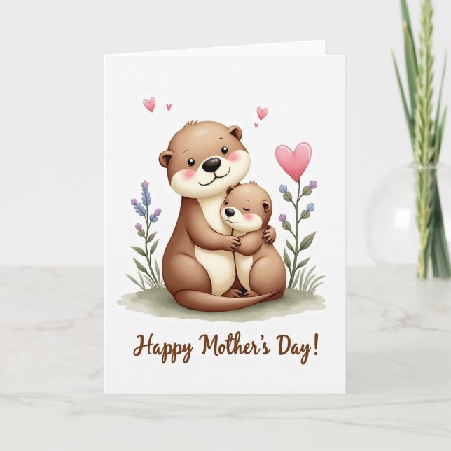 Polka Dot Furry Friends Mothers Card (Front)