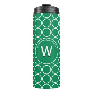 POLKA DOT Geometric Customized Monogram Green Thermal Tumbler