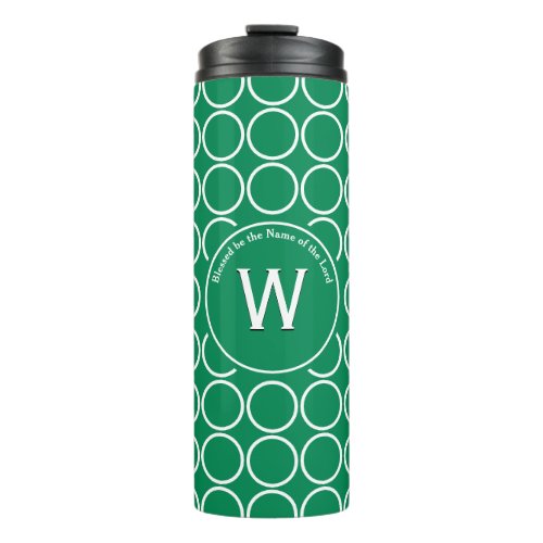 POLKA DOT Geometric Customized Monogram Green Thermal Tumbler