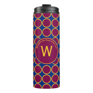 POLKA DOT Geometric Customized Monogram Maroon Thermal Tumbler