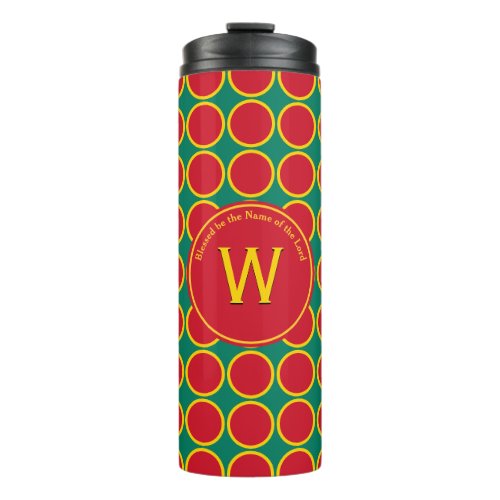 POLKA DOT Geometric Customized Monogram Red Thermal Tumbler