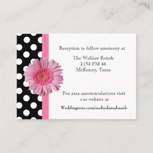 Customizable Polka Dot &amp; Gerber Daisy Wedding Enclosure Card Business Cards