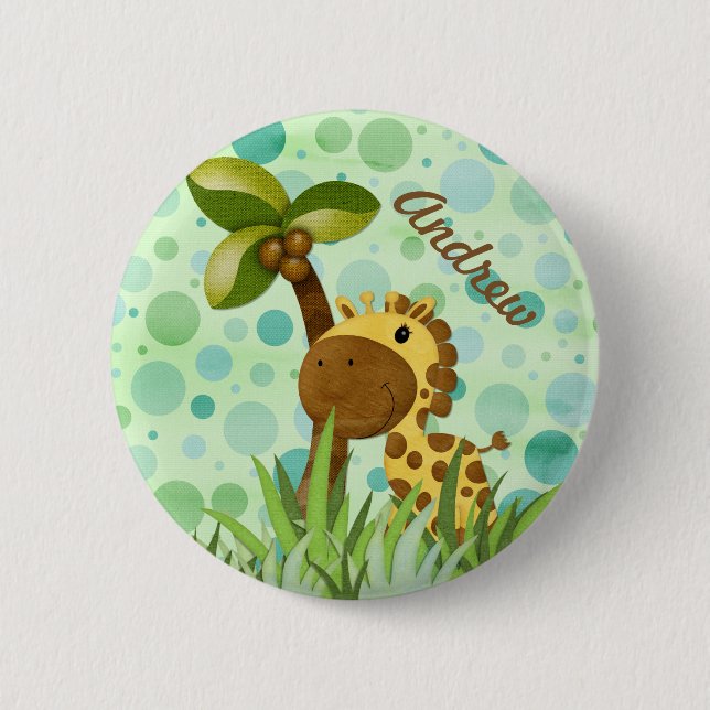 Polka Dot Giraffe Button (Front)