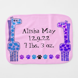 Polka Dot Giraffe Custom Name Baby Cloth