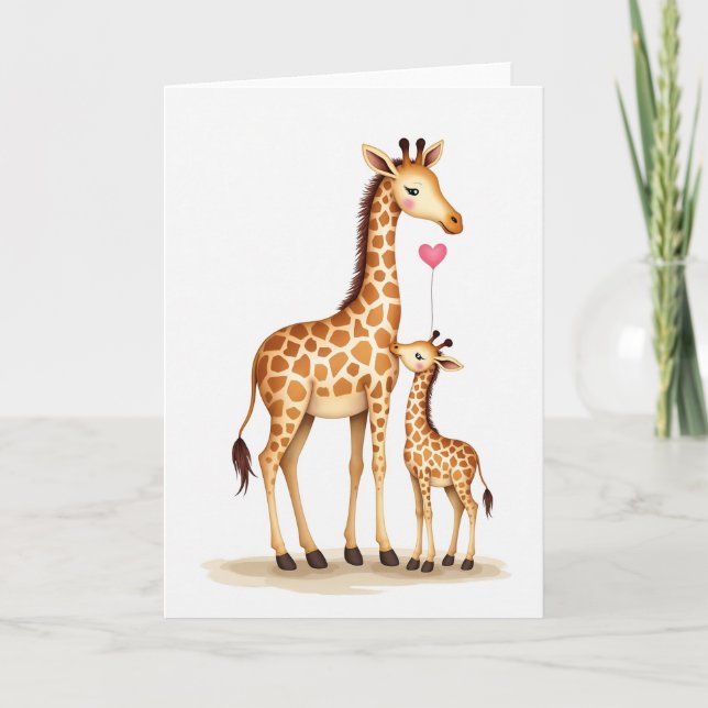 Polka Dot Giraffe Love Card (Front)