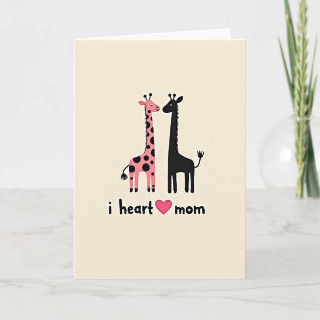 Polka Dot Giraffe Mom Card (Front)
