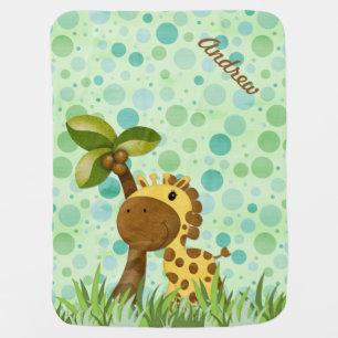 Polka Dot Giraffe Swaddle Blanket