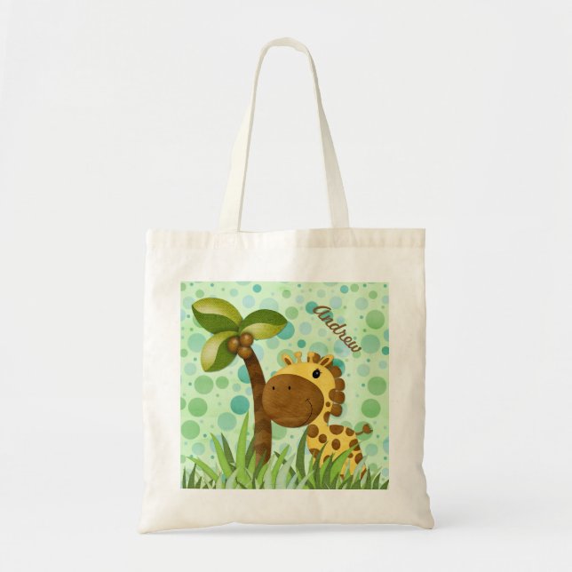 Polka Dot Giraffe Tote Bag (Front)