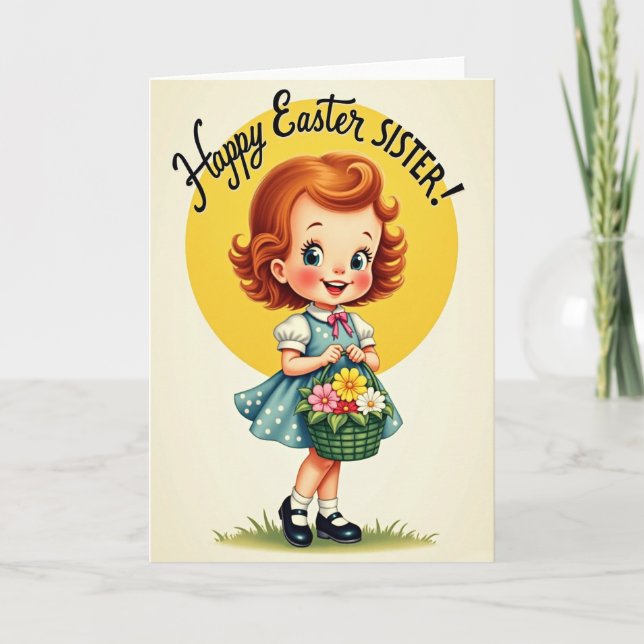 Polka Dot Girl Springtime Card (Front)