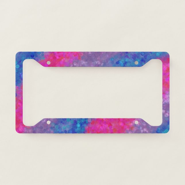 Polka Dot Glitter Pink Blue Purple Bi Pride License Plate Frame (Front)