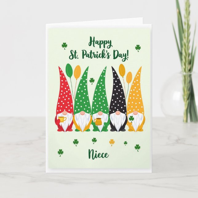 Polka Dot Gnome Niece Card (Front)