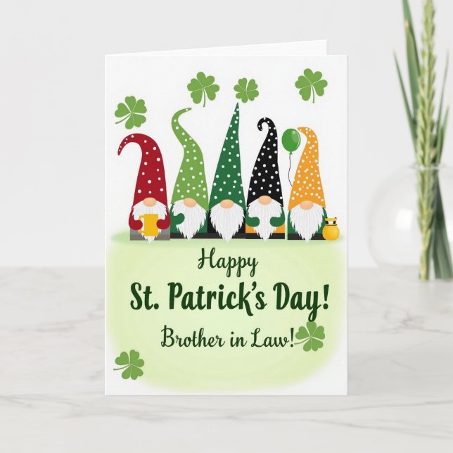 Polka Dot Gnome St Patricks Day Card (Front)