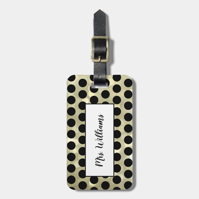 Polka Dot Gold Mrs. Luggage Tag (Front Vertical)
