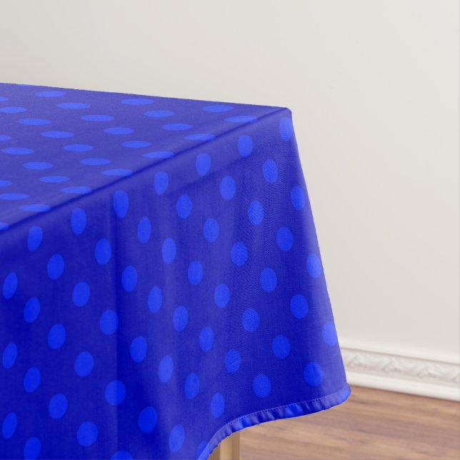 Polka dot gradient navy black colors dark print tablecloth (In Situ)