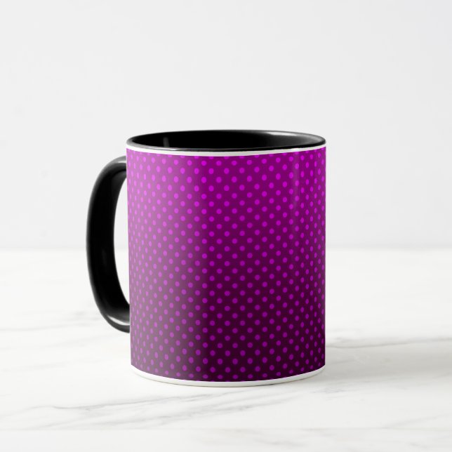 Polka dot gradient purple black colors dark print mug (Front Left)