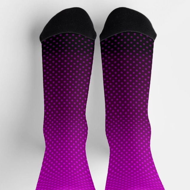 Polka dot gradient purple black colors dark print  socks (Top)