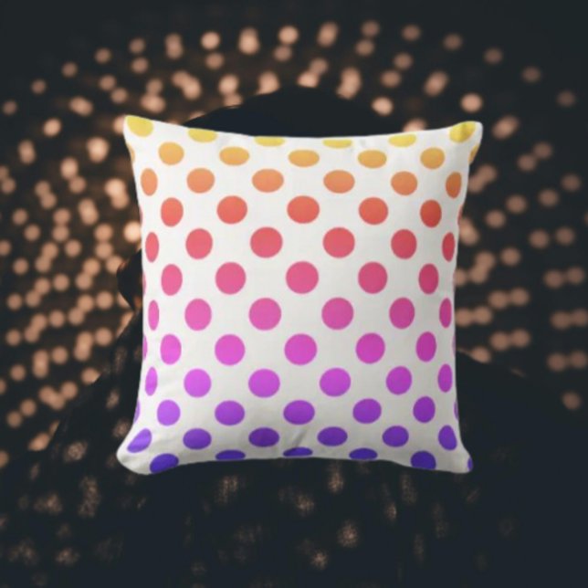 Polka Dot Gradient Rainbow Throw Pillow (Creator Uploaded)
