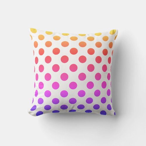 Polka Dot Gradient Rainbow Throw Pillow